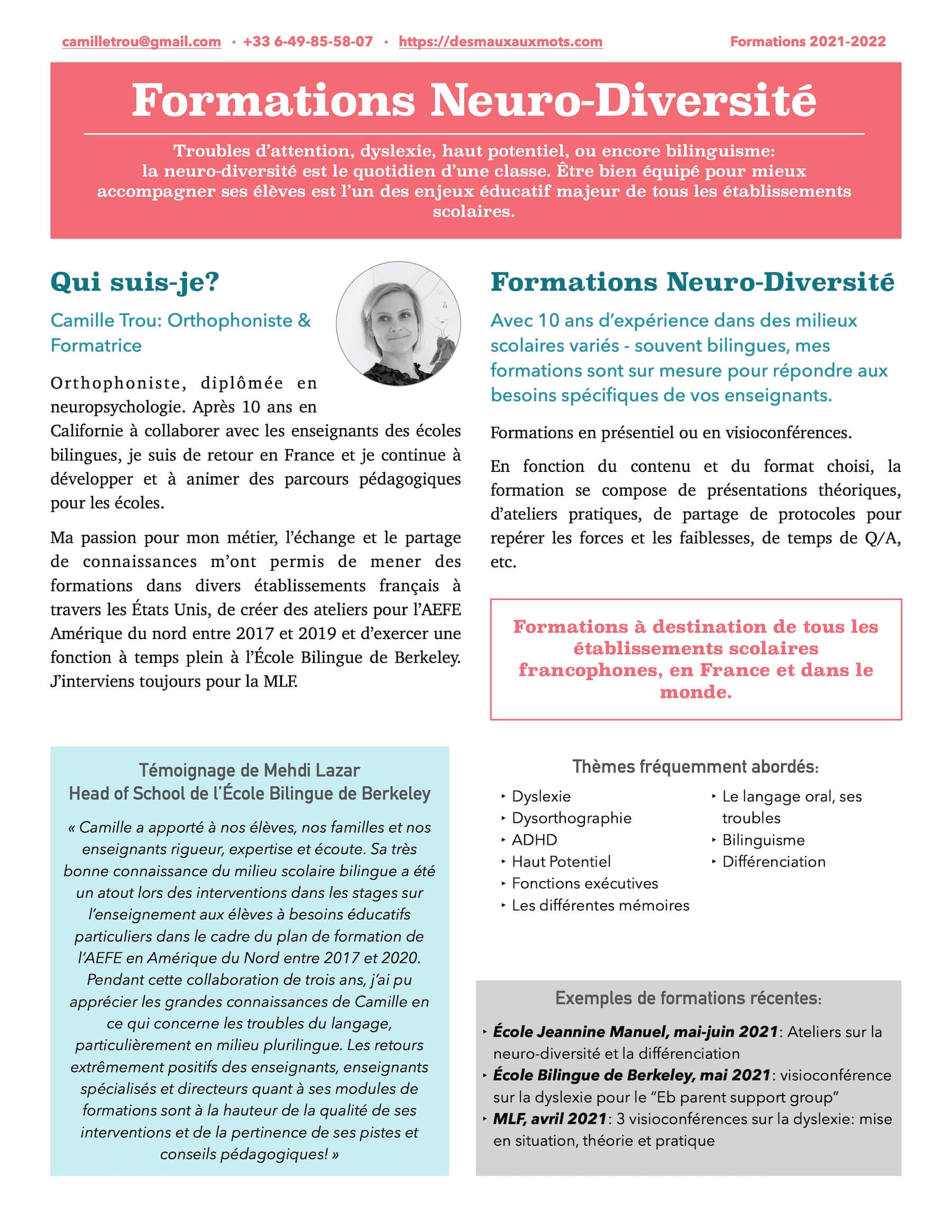 Camille Trou Formations Neuro Diversite 2021